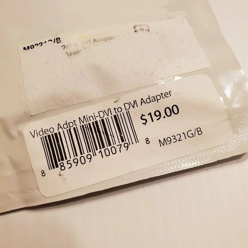 Apple Mini-DVI to DVI Adapter M9321G/B New Sealed  UPC 885909100798